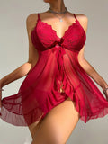 Buy Shein Floral Lace Ruffle Hem Slips With Thong in Pakistan