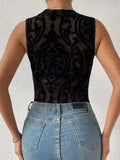 Buy Shein Baroque Print Mock Neck Bodysuit Without Lingerie Set in Pakistan