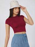 Buy SHEIN BASICS Cap Sleeve Solid Crop Top in Pakistan