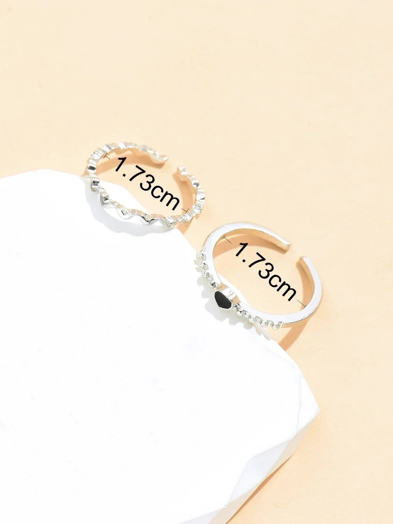 Buy Shein 2pcs Heart Decor Cuff Ring in Pakistan