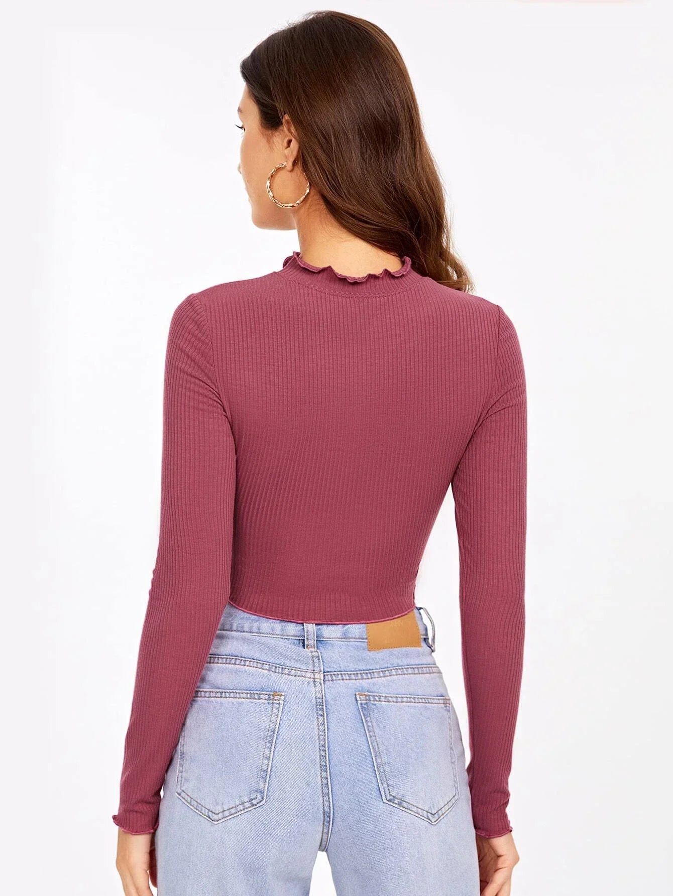 Buy evoluSHEIN Ribbed Semi-Sheer Crop Top in Pakistan