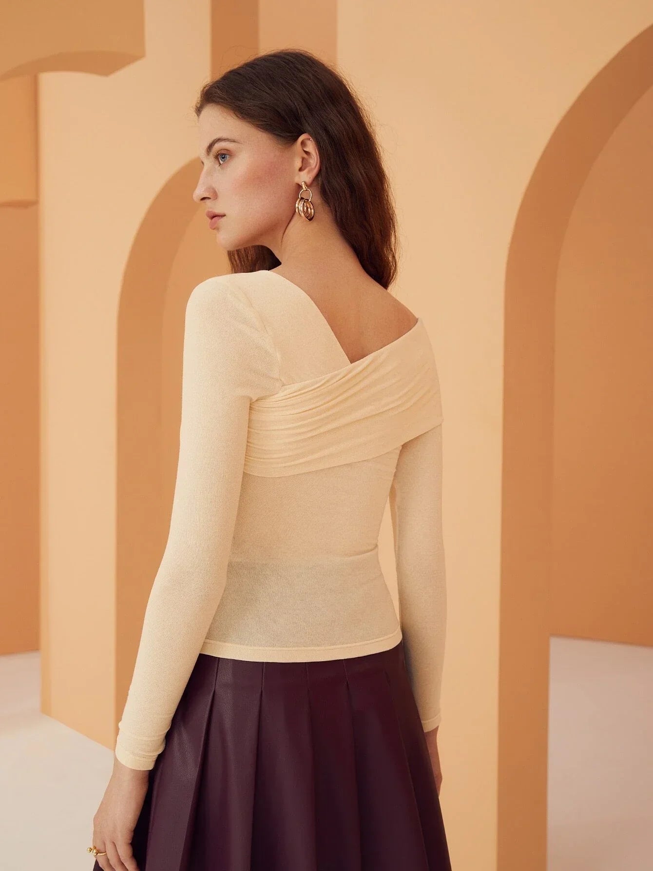 Buy Shein Bizwear Asymmetrical Neck Rib Knit Top in Pakistan