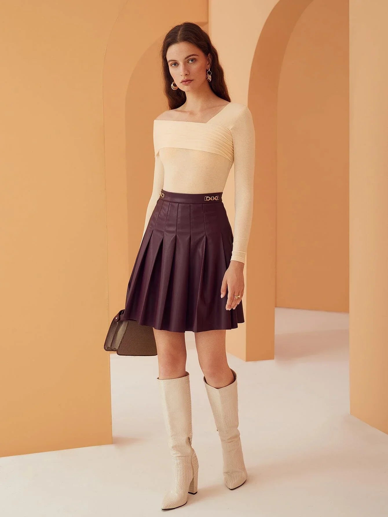Buy Shein Bizwear Asymmetrical Neck Rib Knit Top in Pakistan