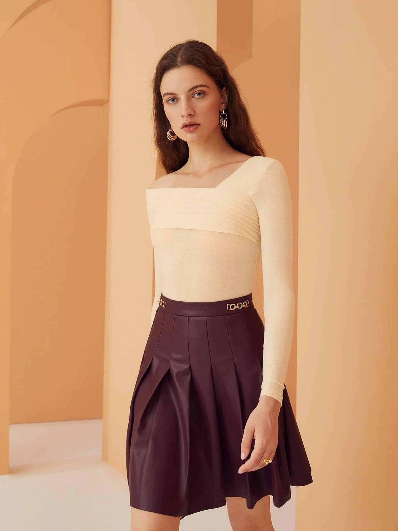 Buy Shein Bizwear Asymmetrical Neck Rib Knit Top in Pakistan