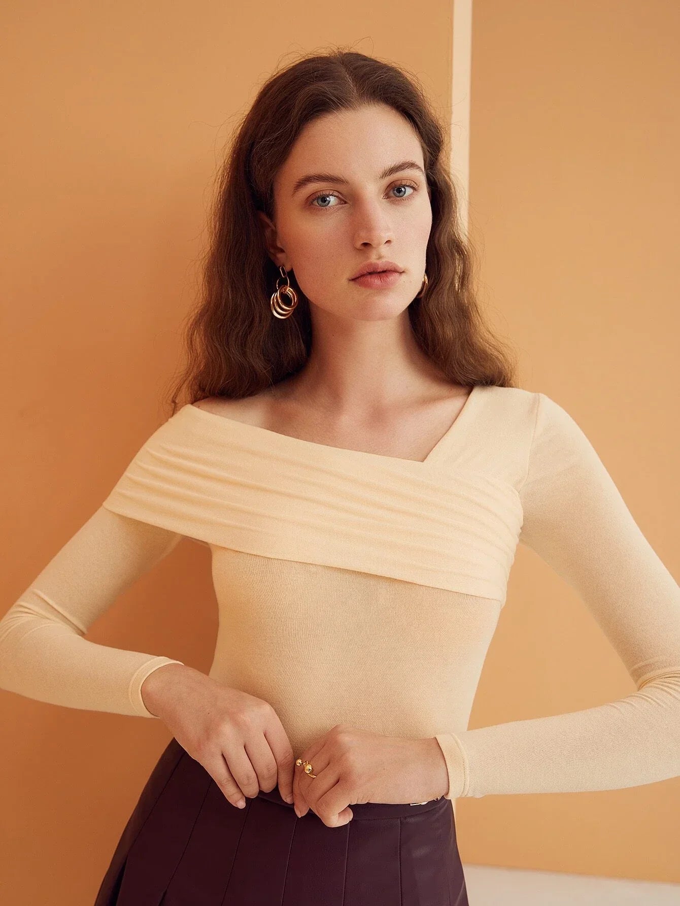 Buy Shein Bizwear Asymmetrical Neck Rib Knit Top in Pakistan