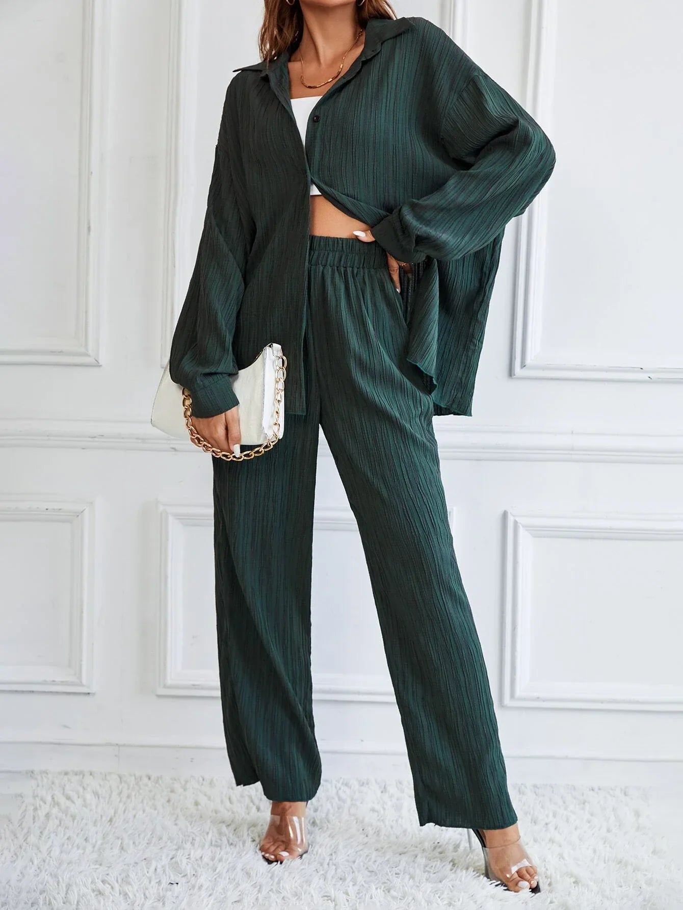 Buy SHEIN Essnce Drop Shoulder Shirt & Pants in Pakistan