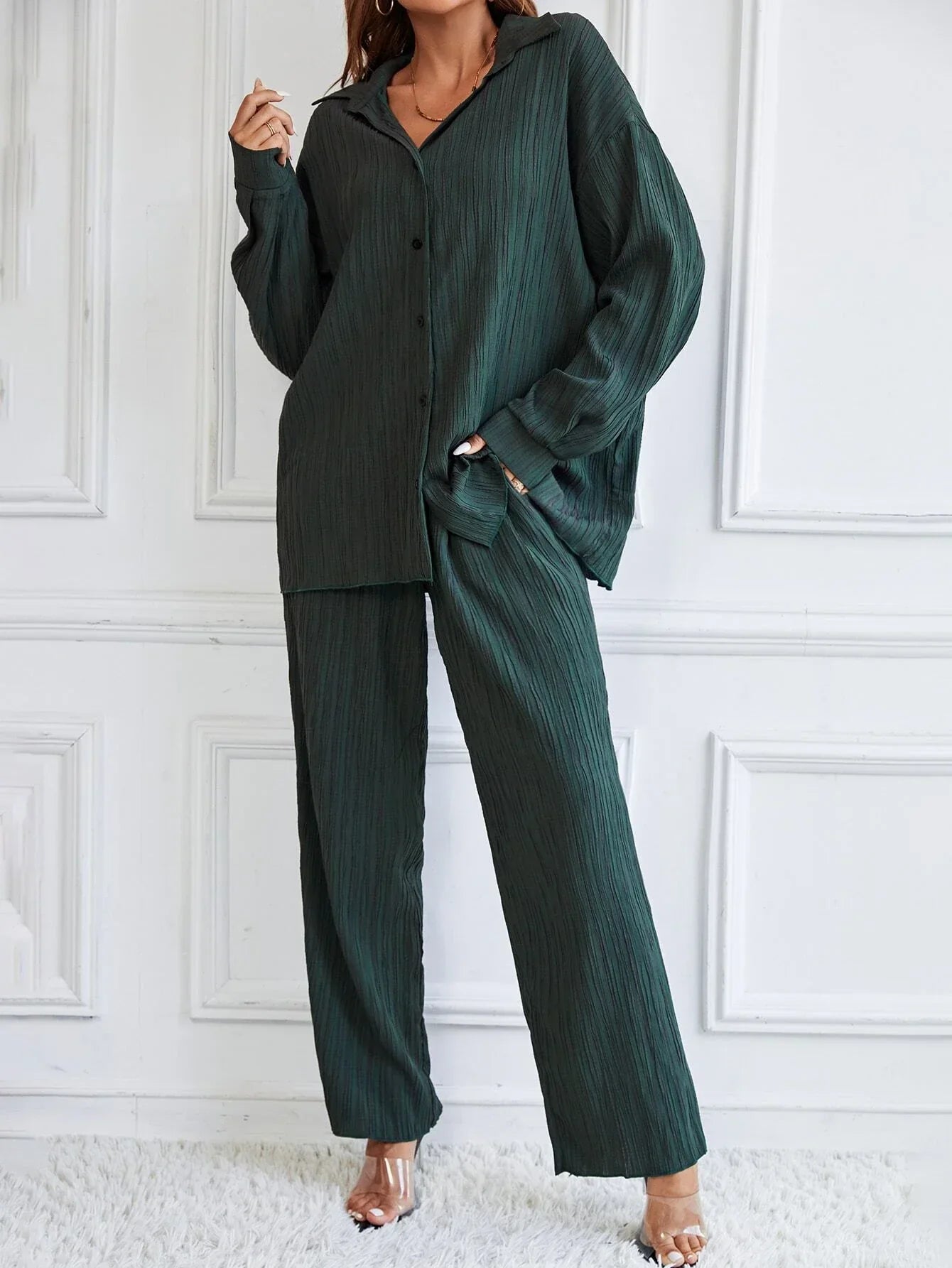 Buy SHEIN Essnce Drop Shoulder Shirt & Pants in Pakistan