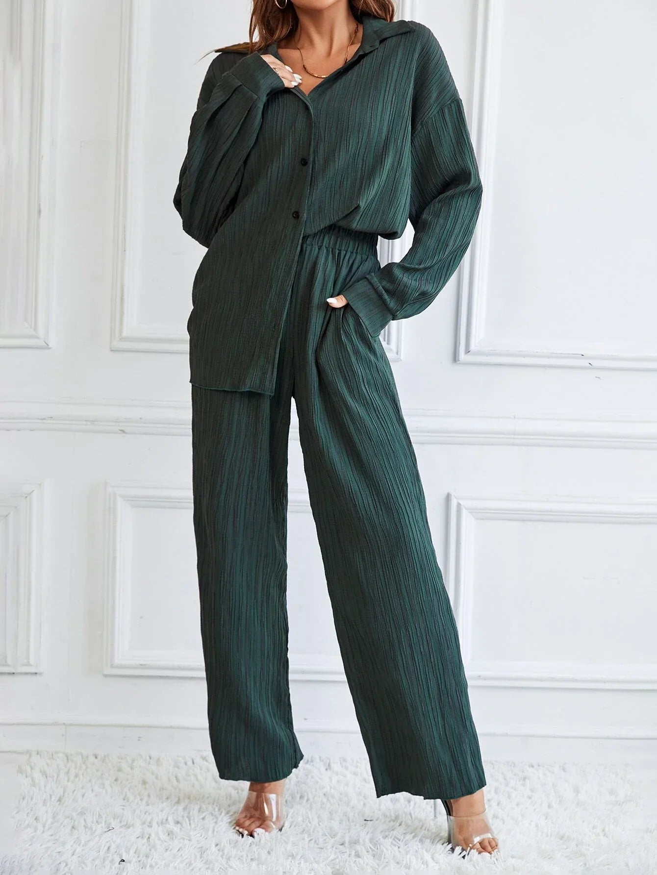 Buy SHEIN Essnce Drop Shoulder Shirt & Pants in Pakistan