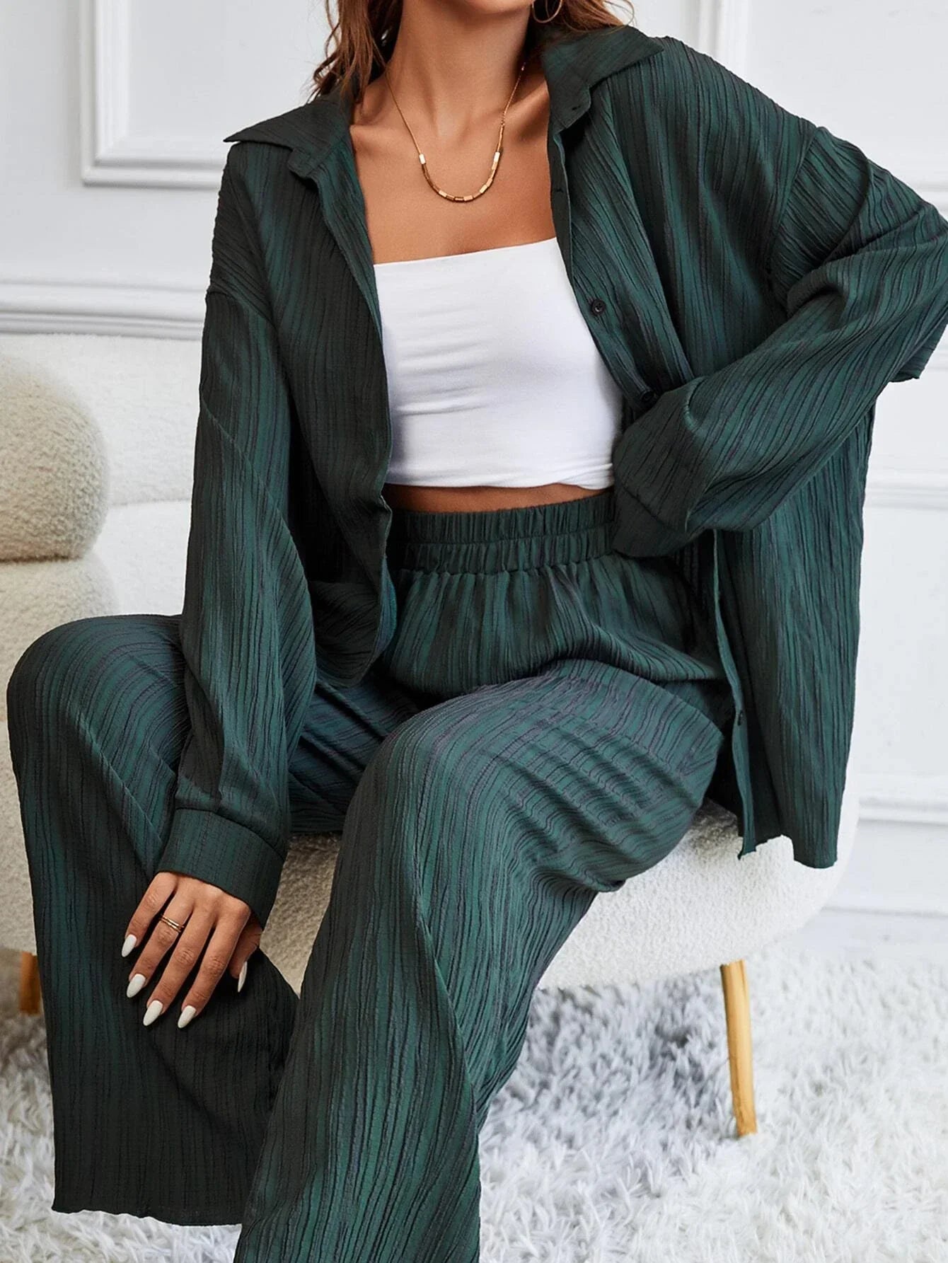 Buy SHEIN Essnce Drop Shoulder Shirt & Pants in Pakistan