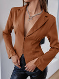 Buy Shein Sollinarry Lapel Collar Split Sleeve Blazer in Pakistan