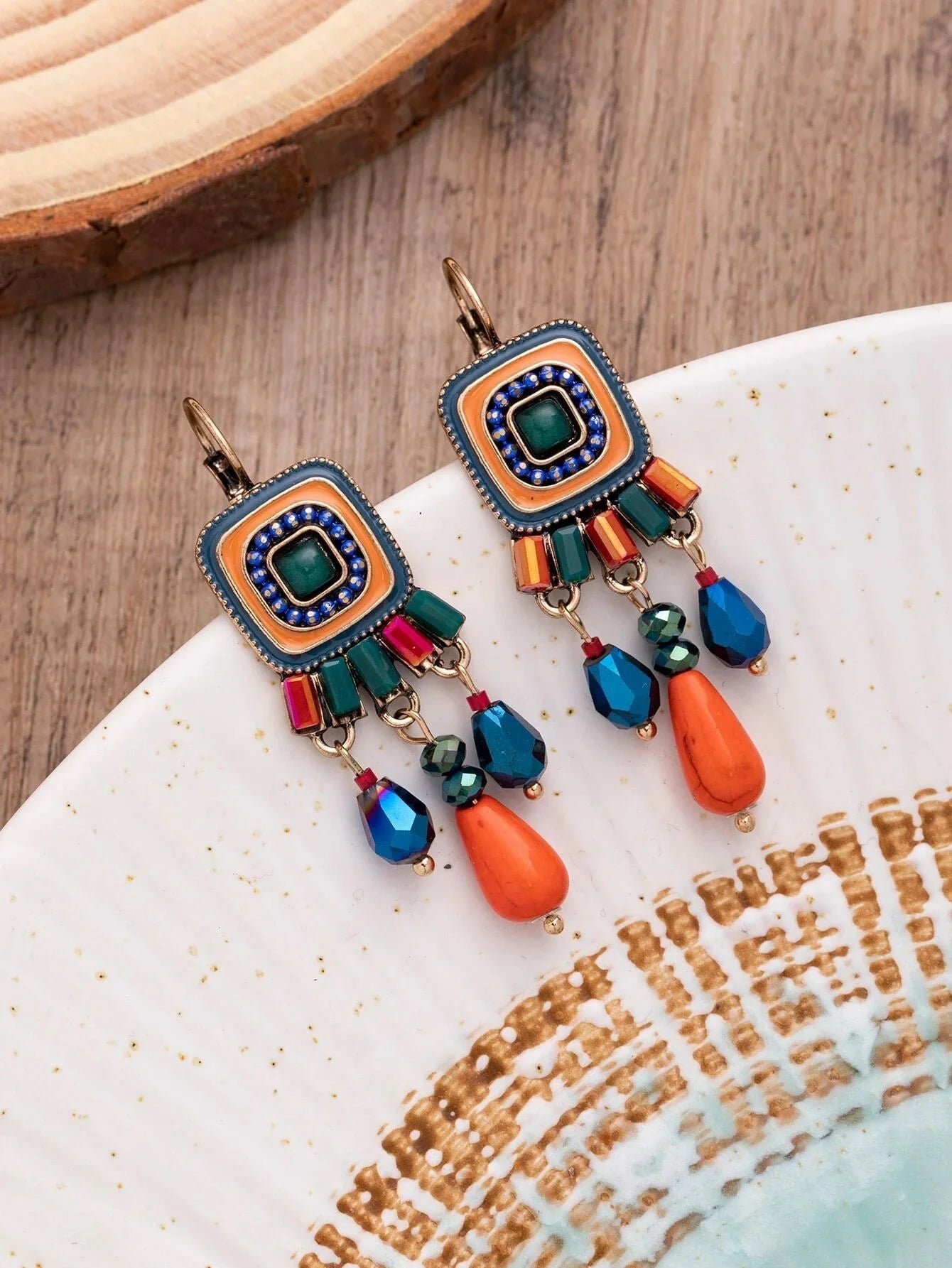 Buy SHEIN EMERY ROSE Square & Bead Drop Earrings in Pakistan