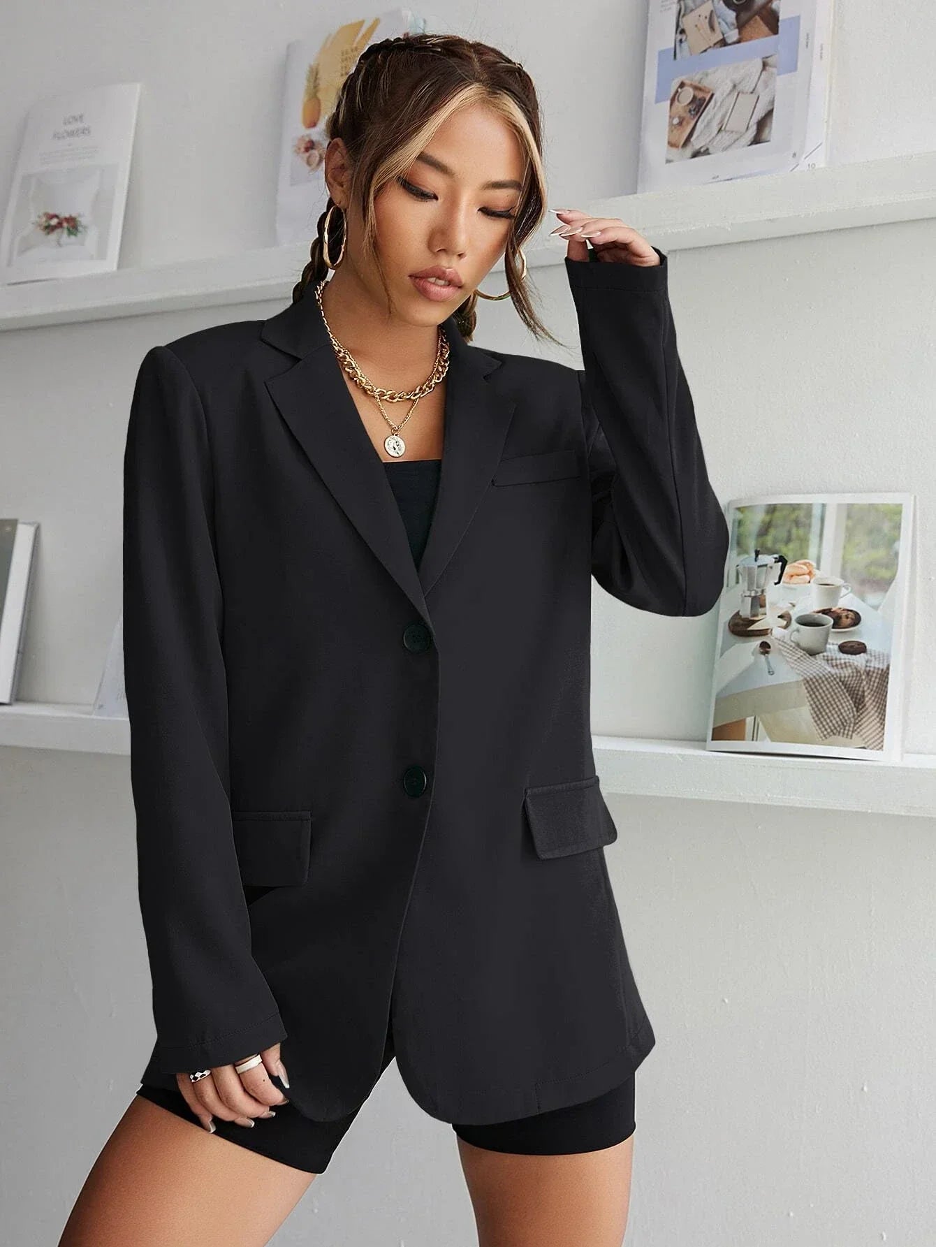 Buy SHEIN Frenchy 1pc Lapel Collar Single Breasted Blazer in Pakistan