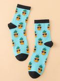 Buy Shein Cartoon Pineapple Pattern Crew Socks in Pakistan