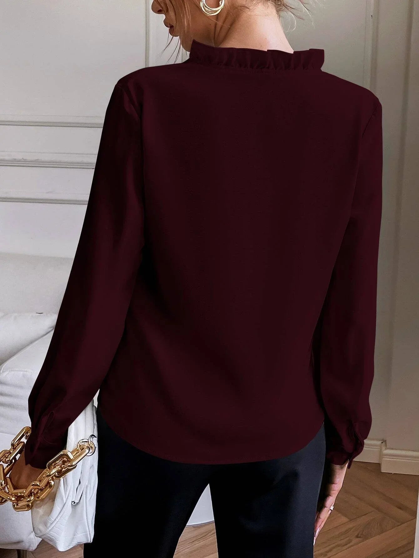 Buy Shein Solid Notched Neck Shirt in Pakistan