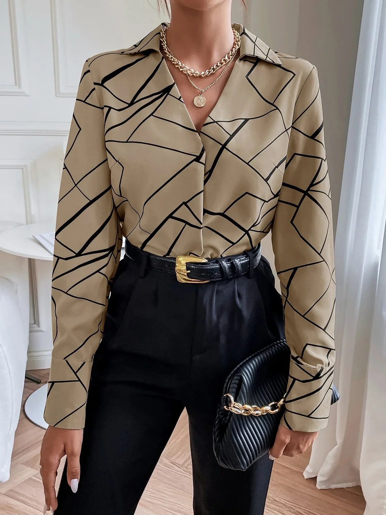 Buy Shein Geo Print Button Front Shirt in Pakistan