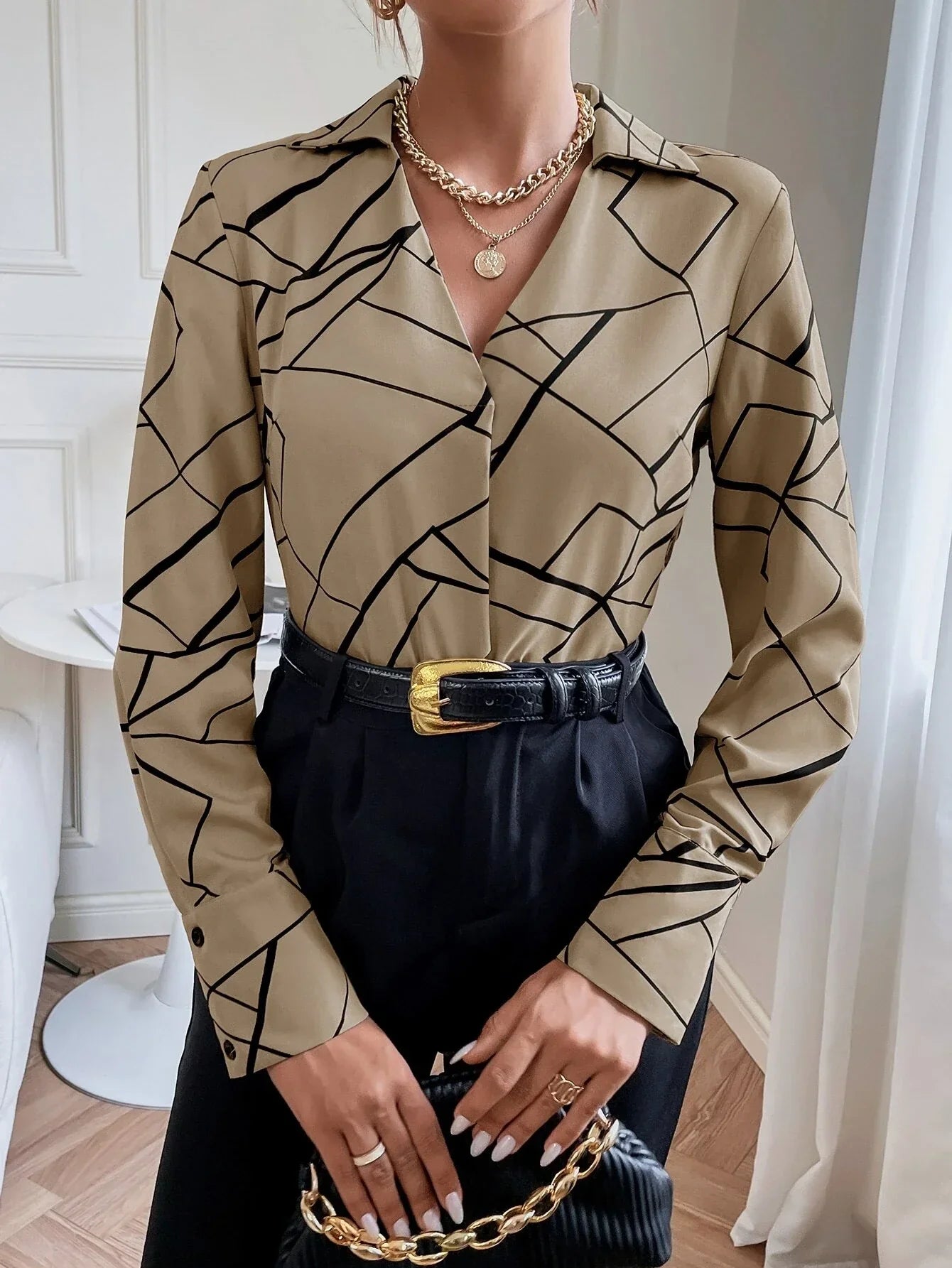 Buy Shein Geo Print Button Front Shirt in Pakistan