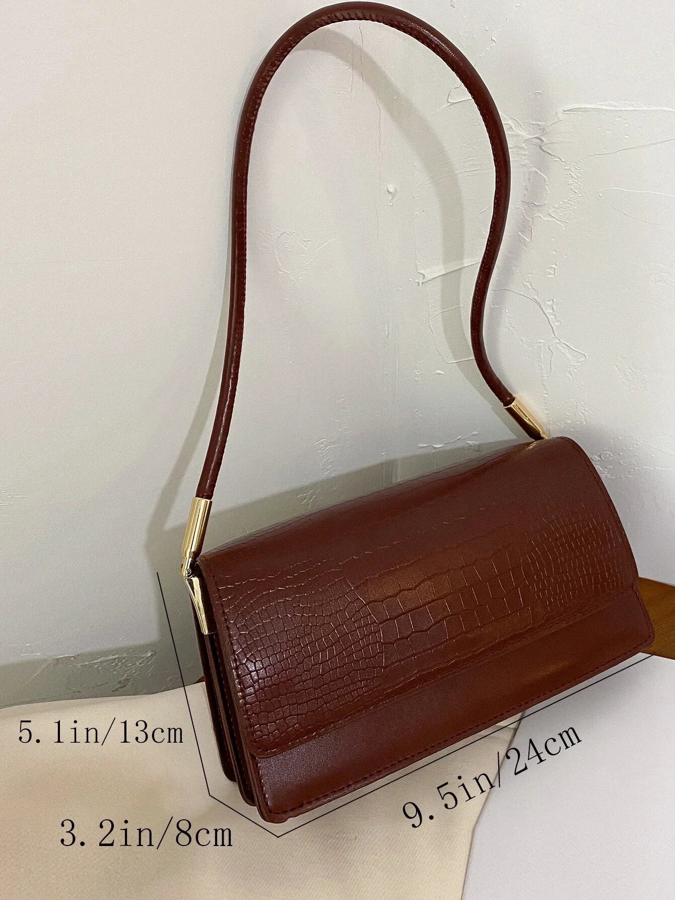 Buy SHEIN Croc Embossed Flap Baguette Bag in Pakistan