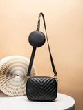 Buy - Chevron Quilted Square Bag With Coin Purse ~ Black in Pakistan