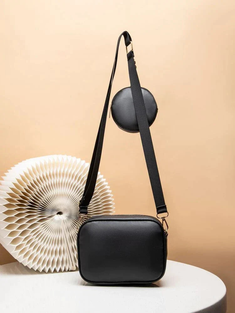 Buy - Chevron Quilted Square Bag With Coin Purse ~ Black in Pakistan