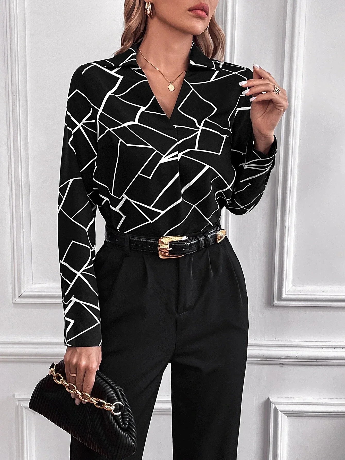 Buy Shein Geometric Print Blouse in Pakistan