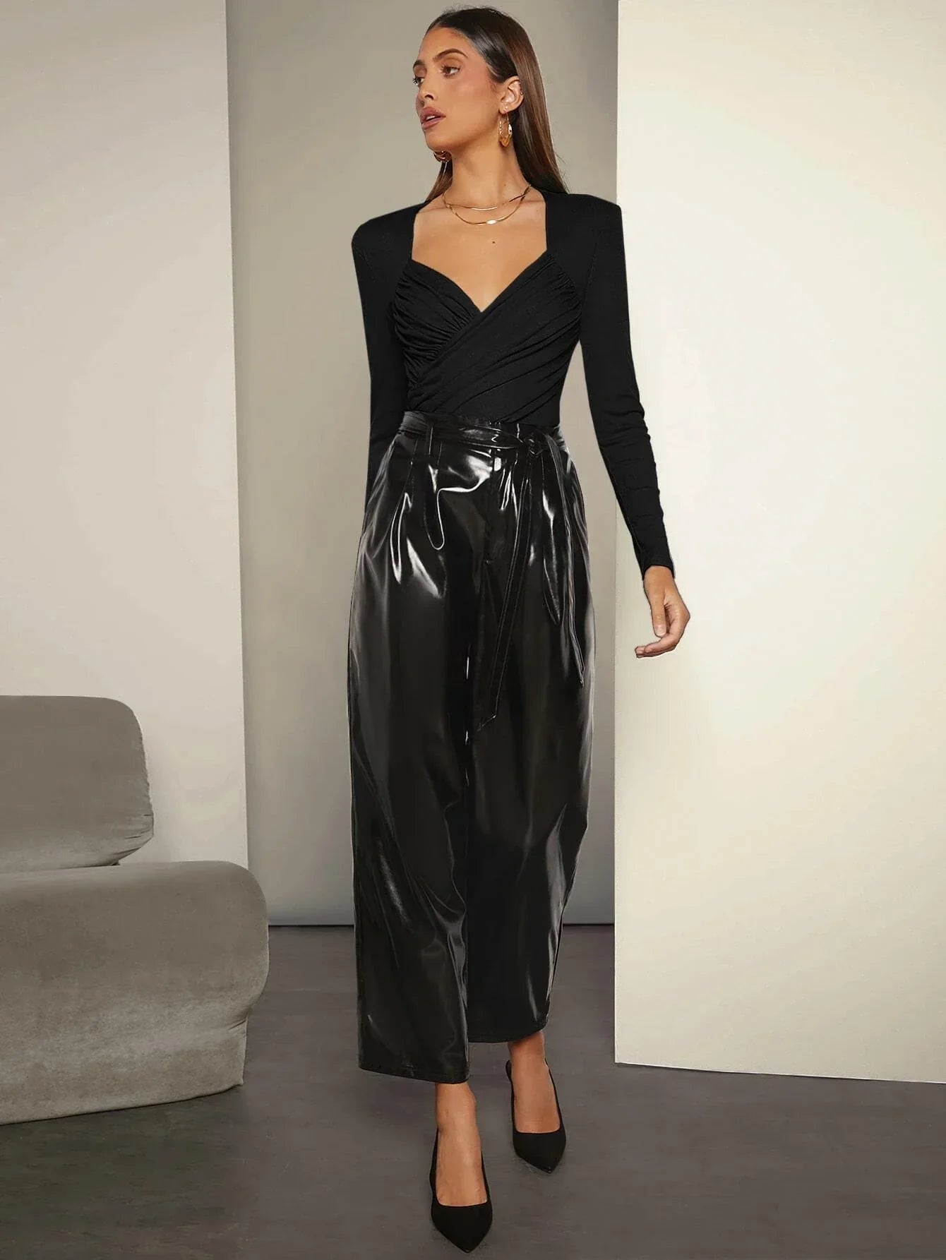 Buy SHEIN BIZwear Ruched Bust Sweetheart Neck Bodysuit in Pakistan