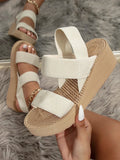 Buy SHEIN Women Minimalist Double Strap Slingback Wedge Sandals in Pakistan