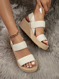 Buy SHEIN Women Minimalist Double Strap Slingback Wedge Sandals in Pakistan