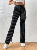 Buy SHEIN EZwear Striped Print Split Hem Pants in Pakistan
