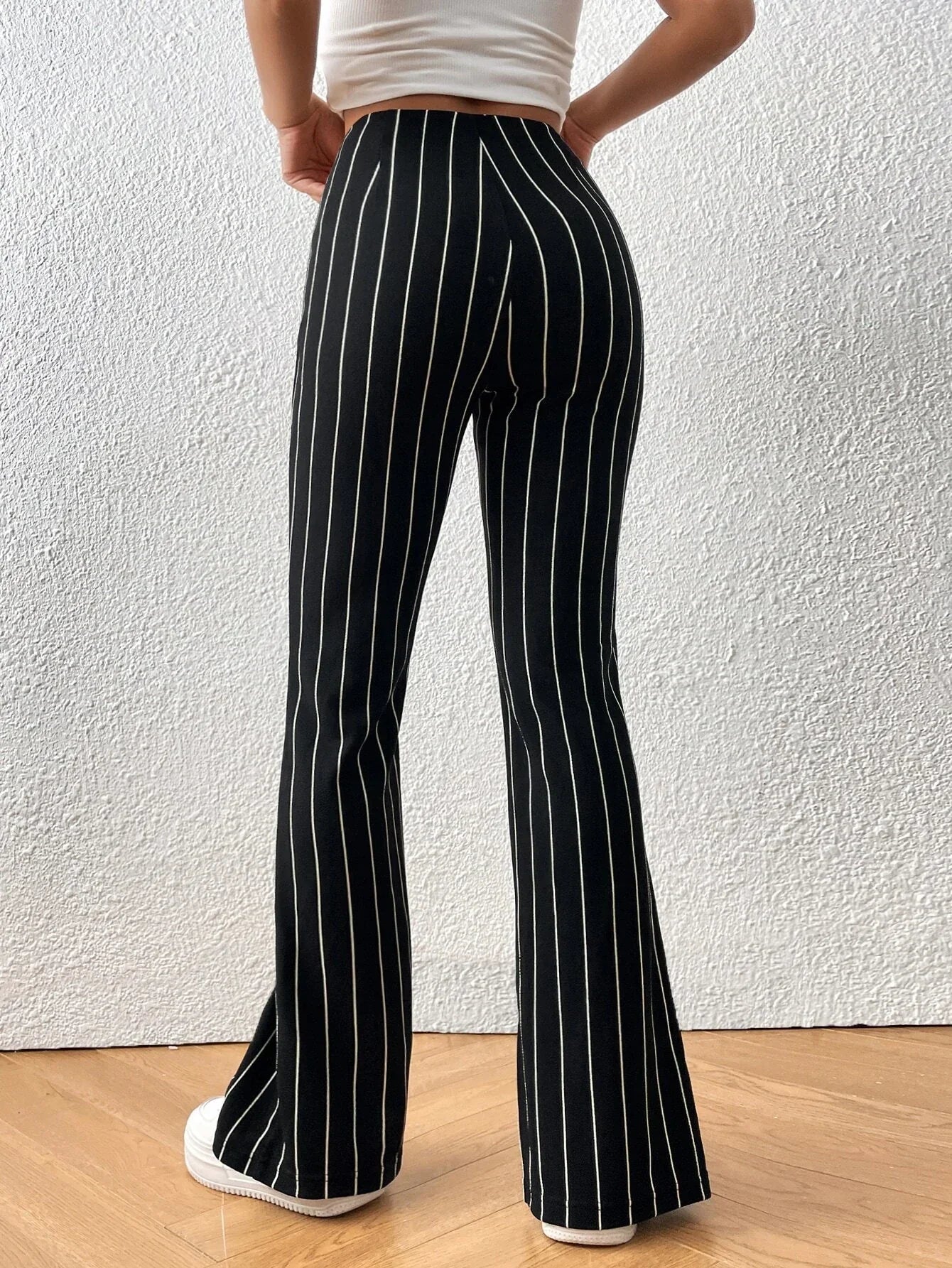 Buy SHEIN EZwear Striped Print Split Hem Pants in Pakistan