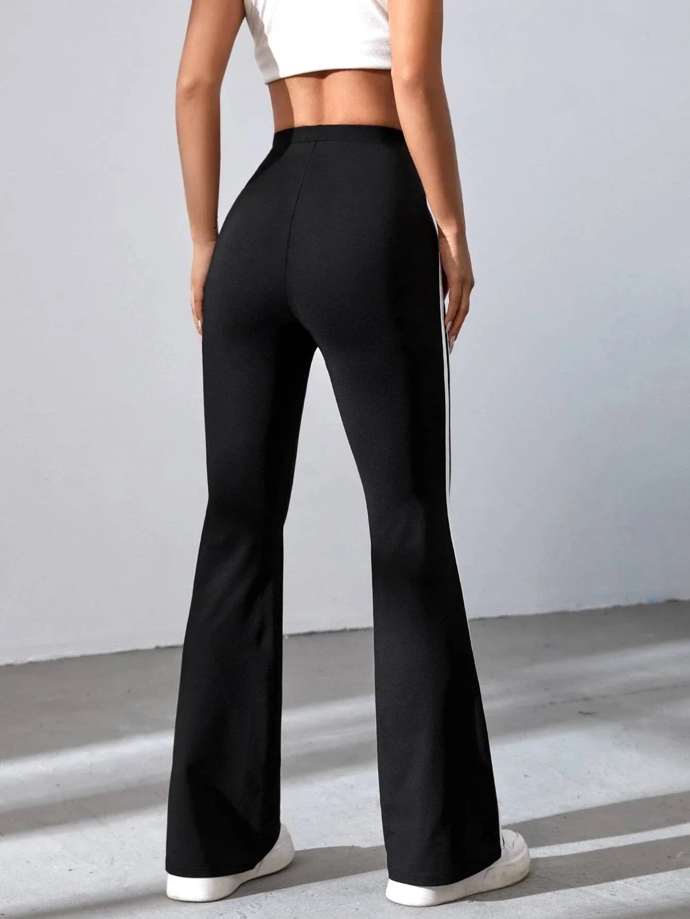 Buy SHEIN EZwear Striped Tape Flare Leg Pants in Pakistan