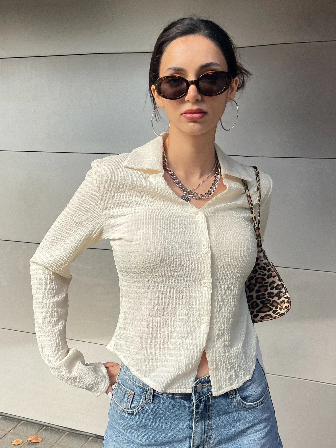 Buy SHEIN Solid Button Front Shirt in Pakistan