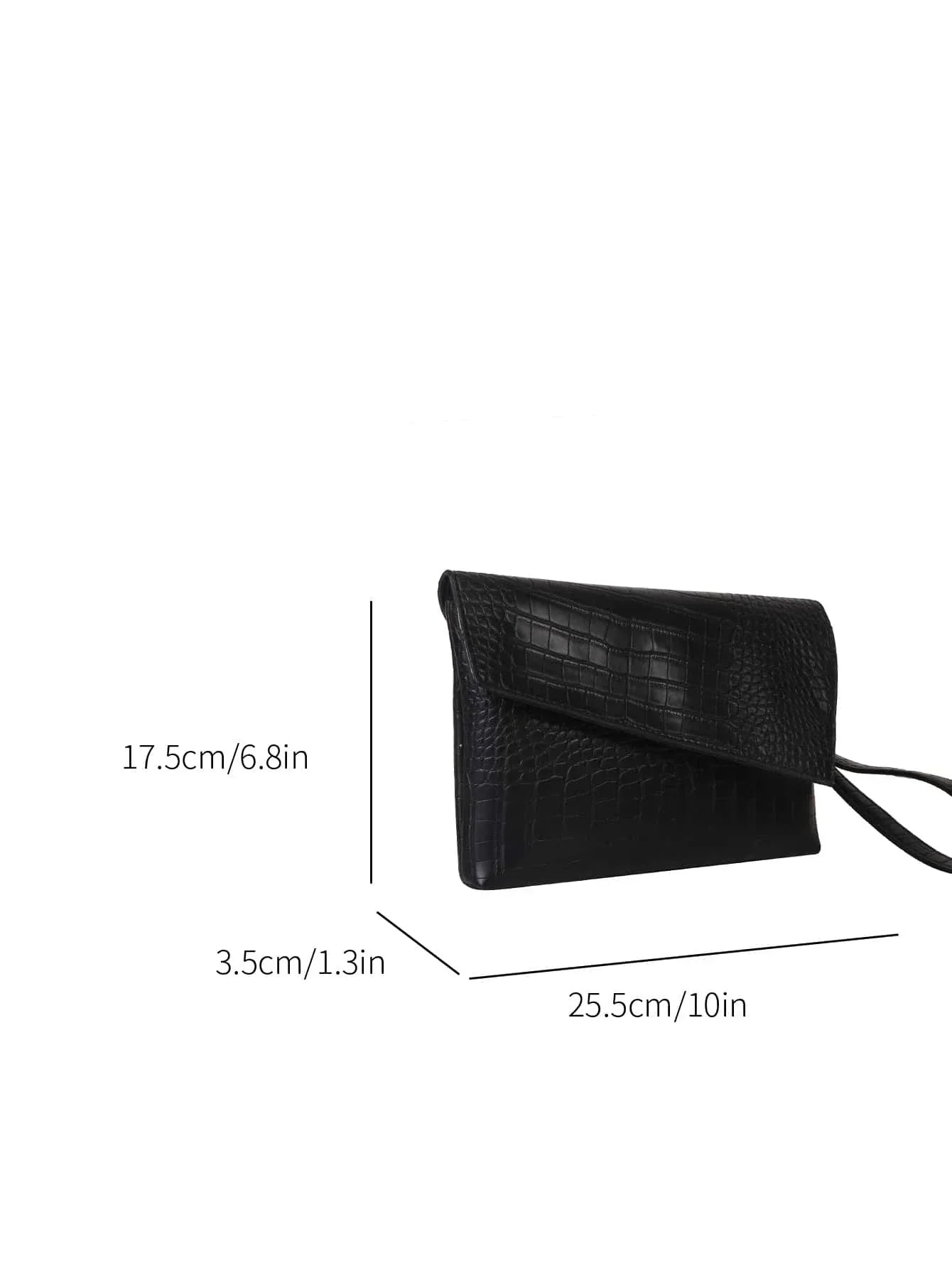 Buy Shein Crocodile Embossed Flap Square Bag With Wristlet in Pakistan