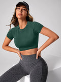 Buy Shein Seamless Raglan Sleeve Crop Sports Tee in Pakistan