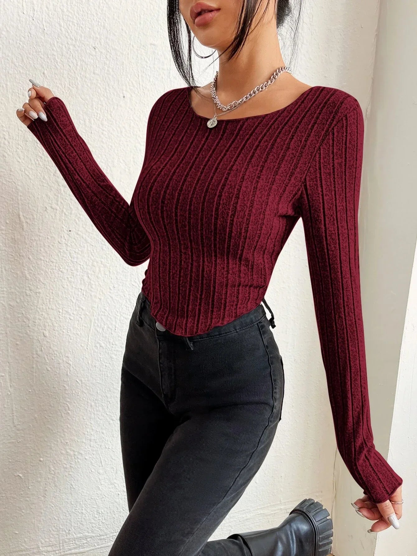 Buy Shein Ezwear Asymmetrical Hem Crop Tee in Pakistan