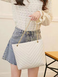 Buy SHEIN Chevron Quilted Chain Shoulder Tote Bag in Pakistan