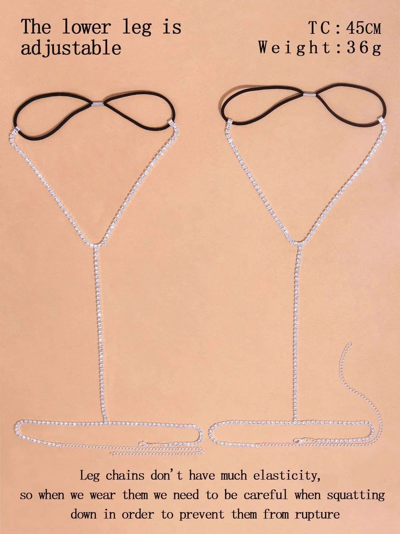 Buy SHEIN 2pcs Rhinestone Decor Thigh Chain in Pakistan