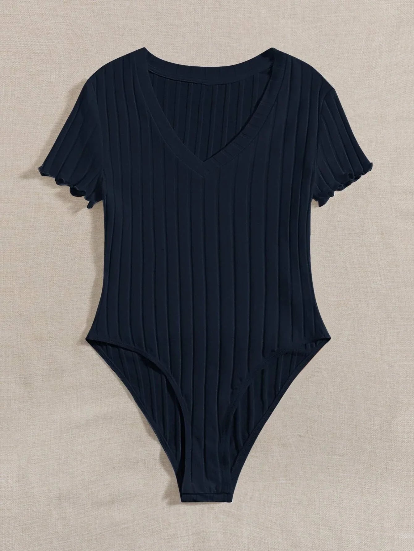 Buy SHEIN Qutie Lettuce Trim Rib Knit Bodysuit in Pakistan