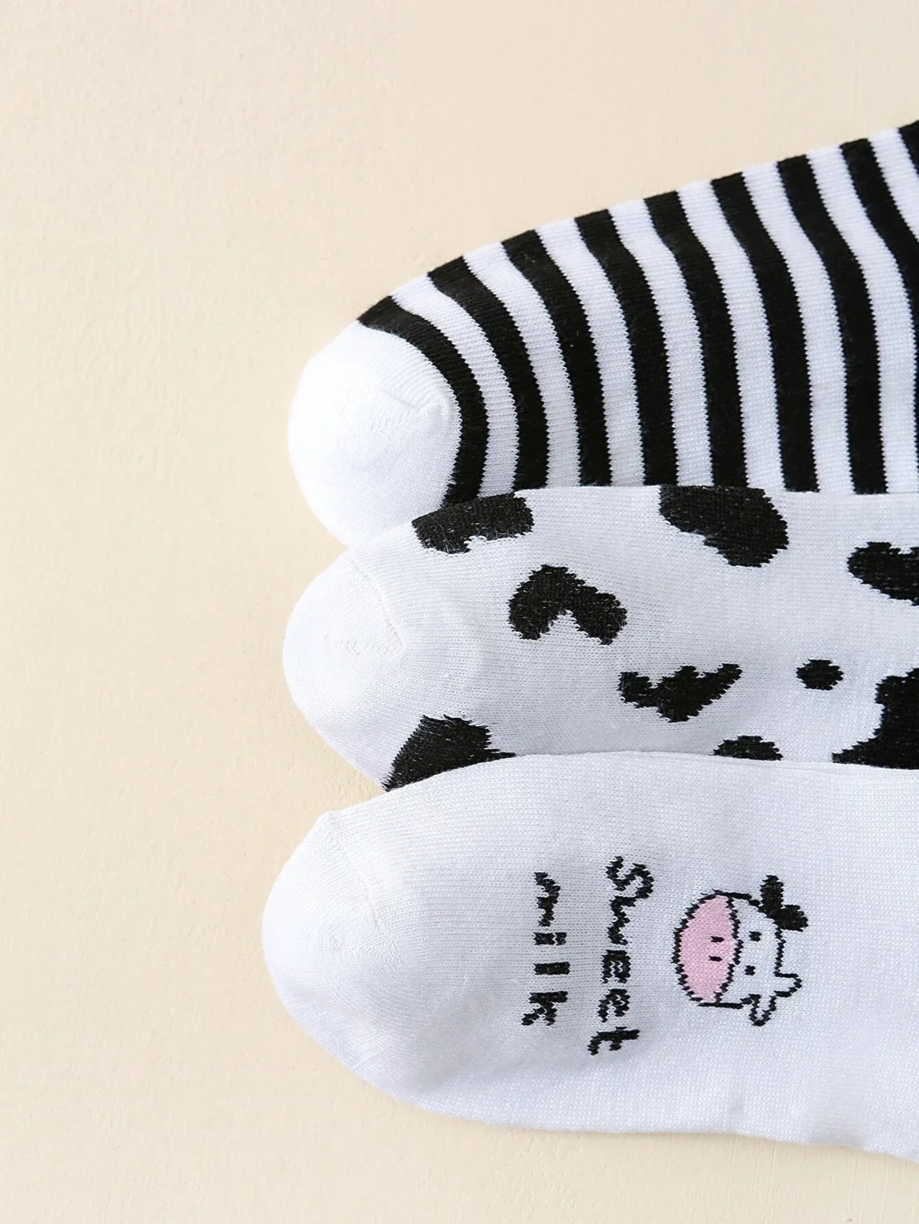 Buy Shein Striped & Cow Pattern Ankle Socks in Pakistan