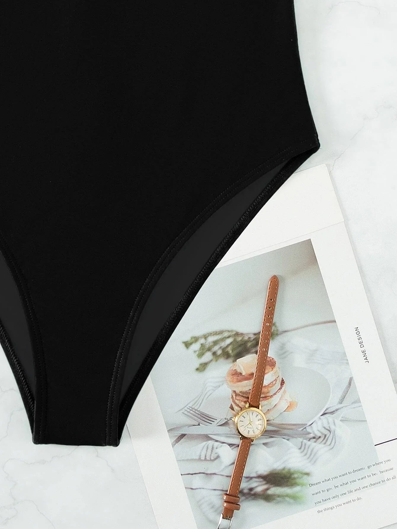 Buy SHEIN Plain Lace Up Backless One Piece Swimsuit in Pakistan