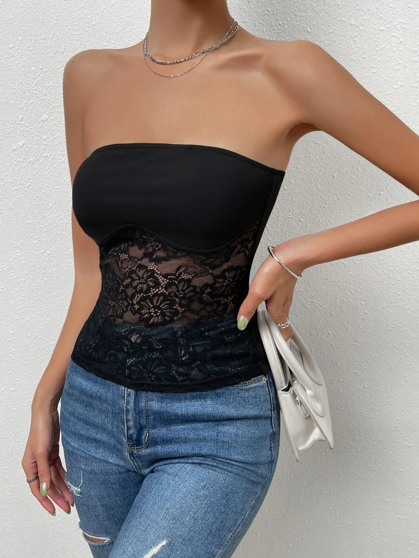 Buy Shein Contrast Lace Tube Top in Pakistan