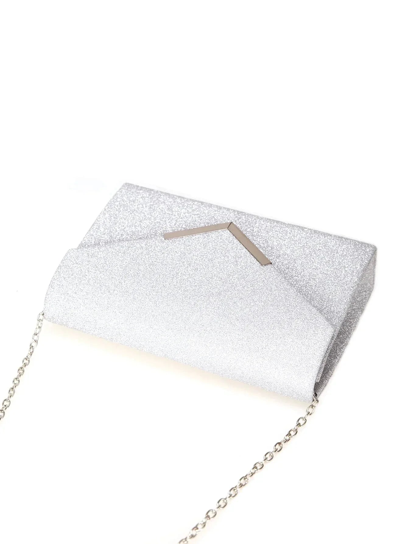 Buy Shein Glitter Metal Decor Flap Square Bag in Pakistan