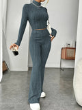 Buy Shein Ezwear Mock Neck Crop Tee & Flare Leg Pants in Pakistan