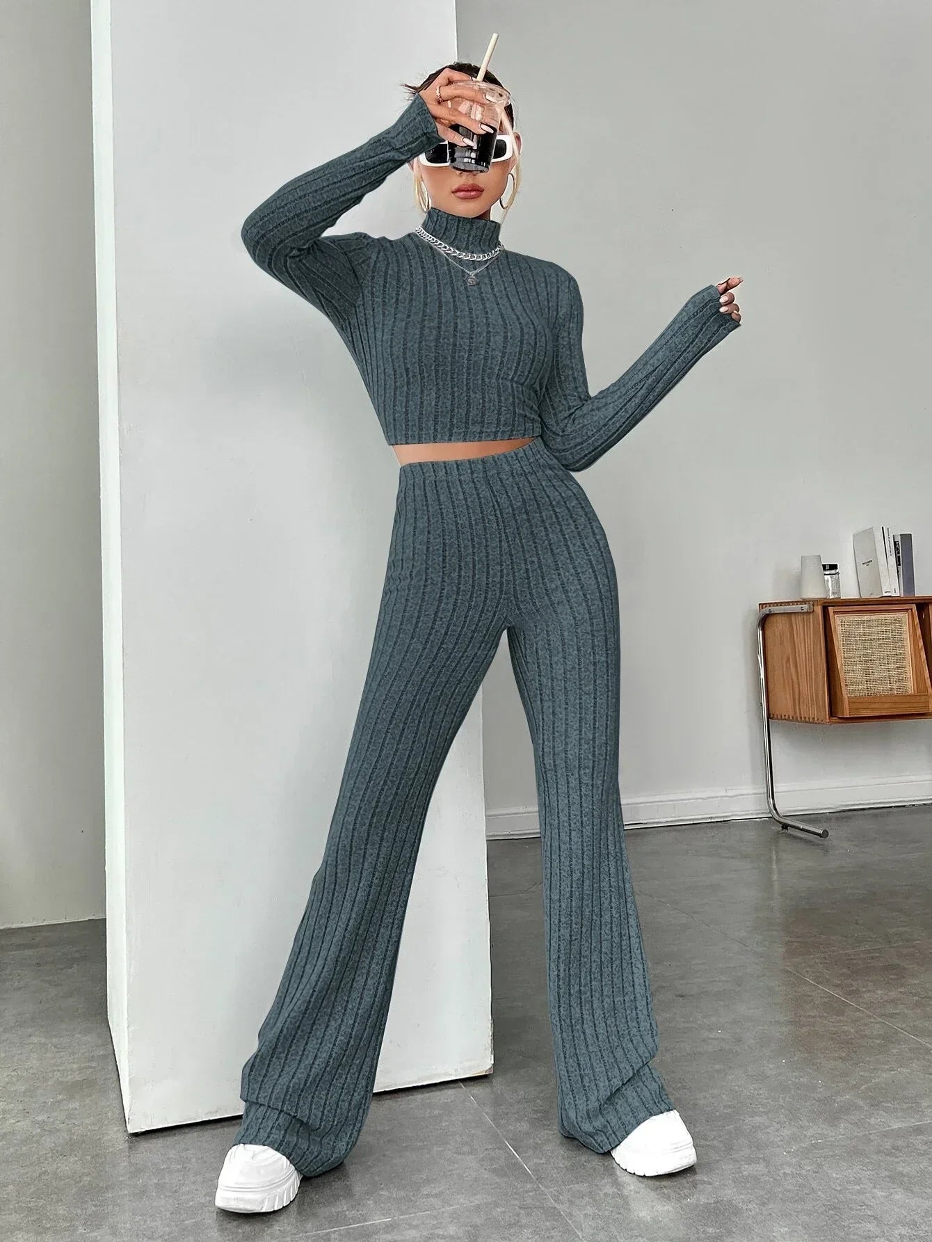 Buy SHEIN EZwear Flare Leg Pants (Only Pants) in Pakistan