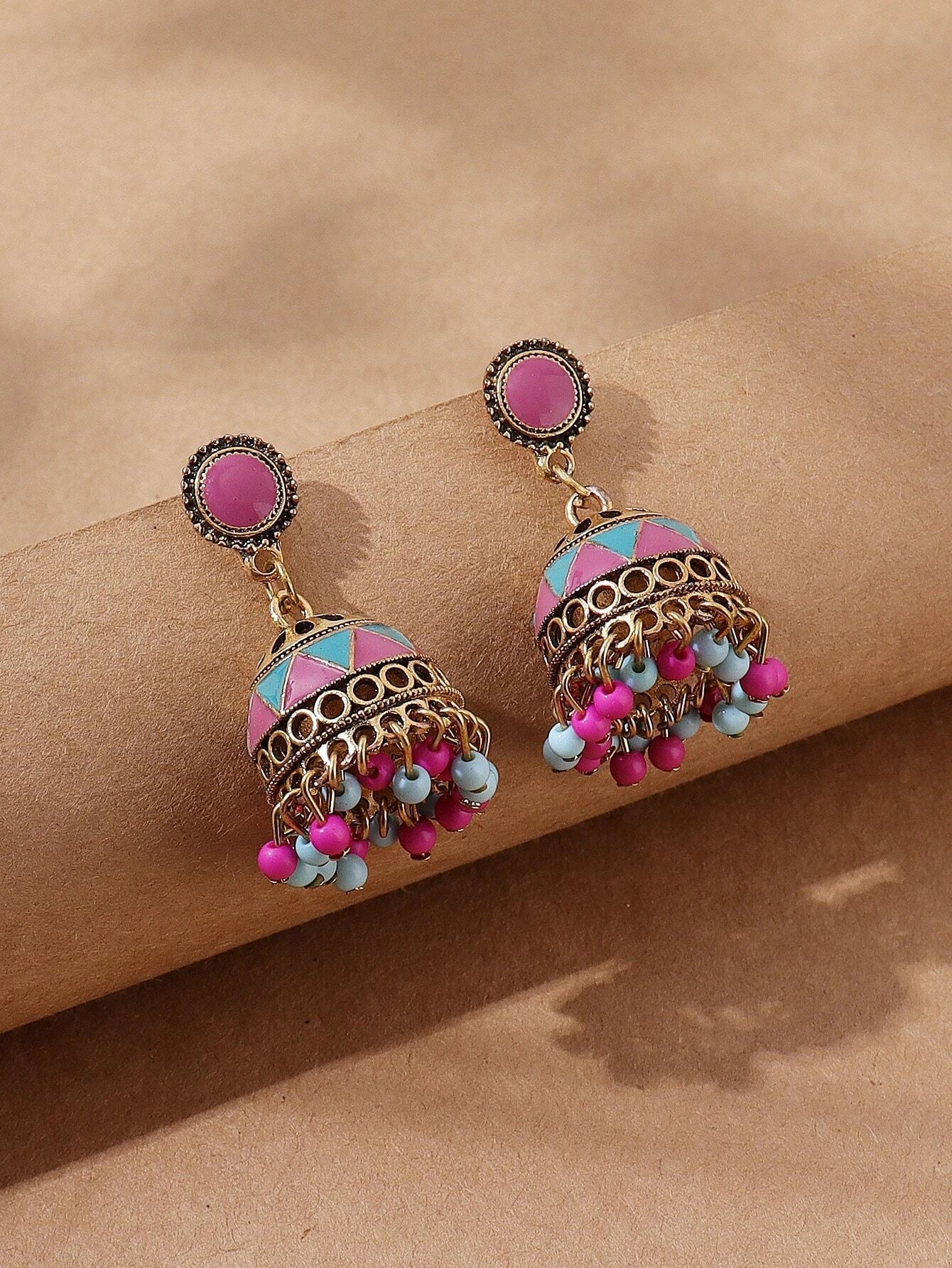 Buy SHEIN Bead Tassel Jhumka Drop Earrings in Pakistan