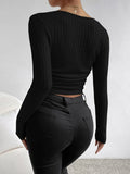 Buy Shein Ezwear Square Neck Ruched Side Crop Tee in Pakistan