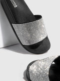 Buy Shein Cuccoo Trending Rhinestone Decor Single Band Slides in Pakistan