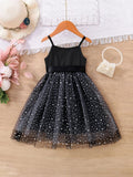 Buy SHEIN Toddler Girls Star Mesh Hem Belted Cami Dress in Pakistan