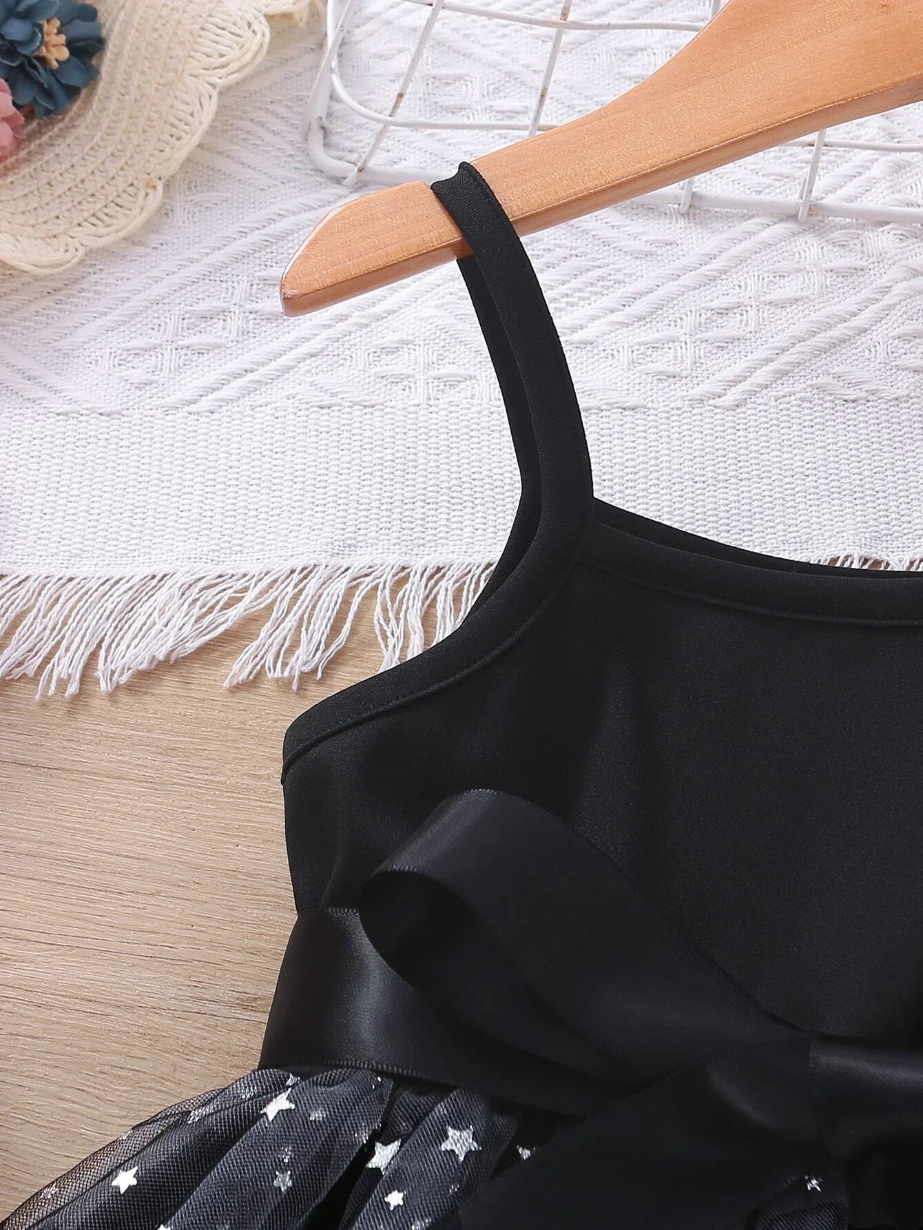 Buy SHEIN Toddler Girls Star Mesh Hem Belted Cami Dress in Pakistan