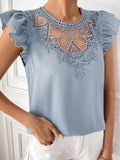Buy Shein Emery Rose Contrast Guipure Lace Ruffle Sleeve Blouse in Pakistan