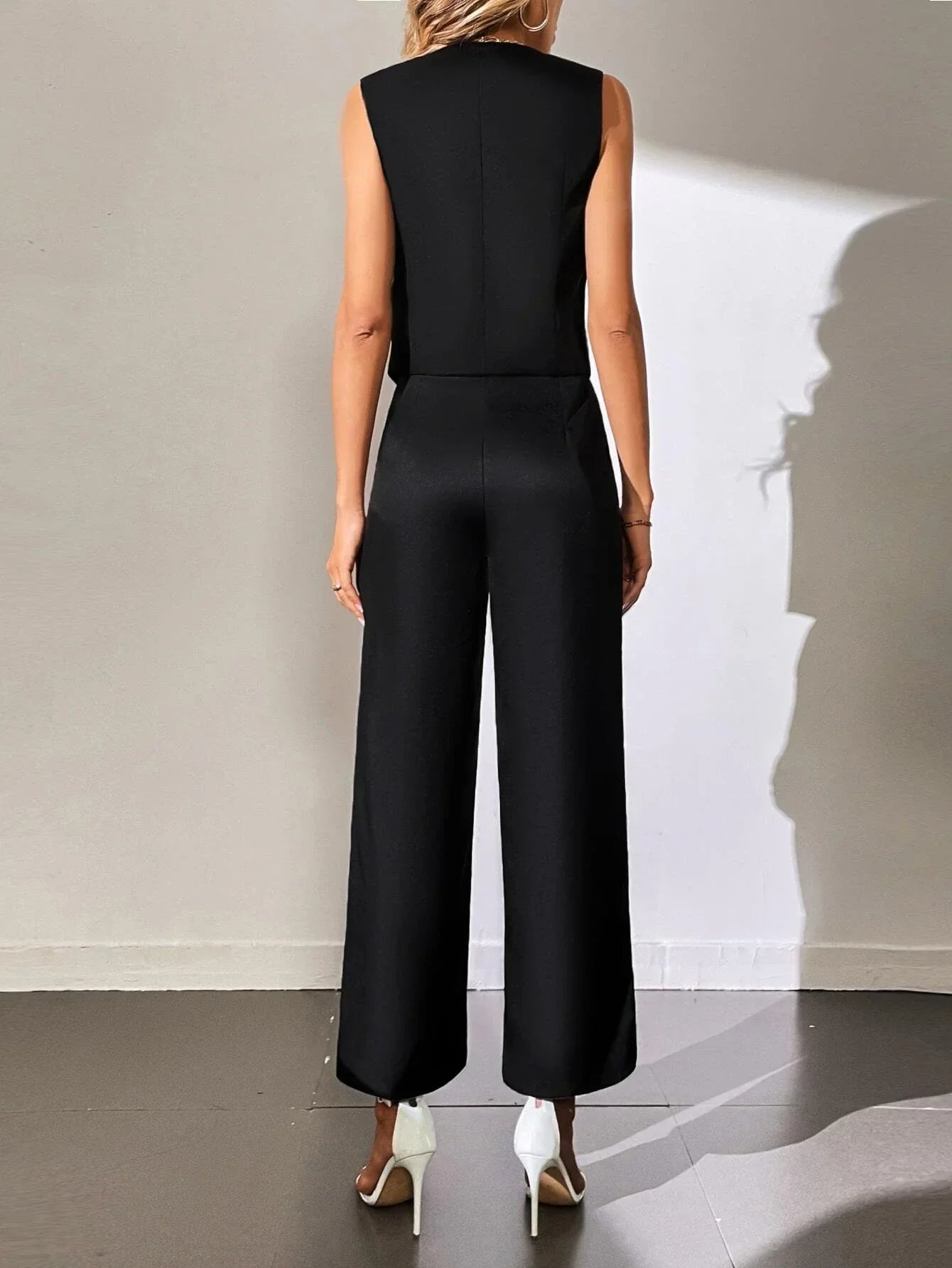 Buy SHEIN Solid Button Front Blazer Vest & Suit Pants in Pakistan